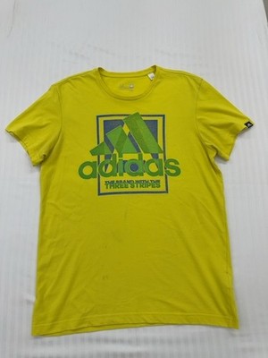 Adidas Men's Yellow Graphic Print Crew Neck T-Shirt Size M
