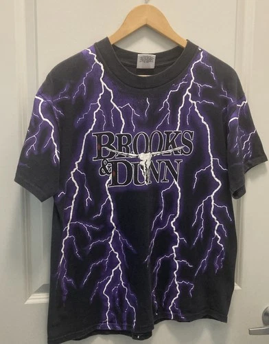 90s AOP Lightning Purple Thunder Brooks & Dunn Electric 1990s vintage concert t-shirt, vintage, single stitch, B+ condition