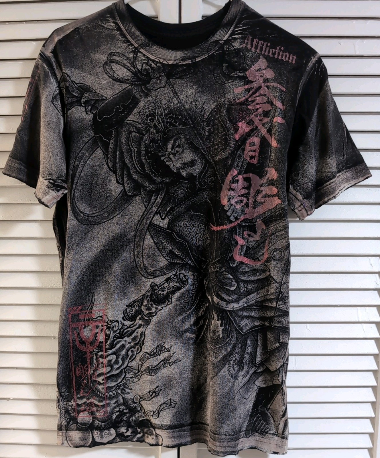 Vintage Affliction X Horiyoshi Layered Long Sleeve Shirt Mens Small RARE Y2K