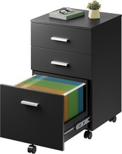 3 Drawer Wood Mobile File Cabinet Rolling Filing Cabinet Letter/A4 Size Printer