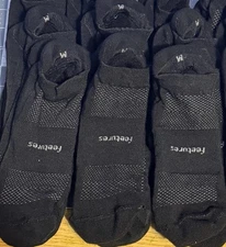 Lot Of 6 Pairs Of Feetures High Performance Cushioned - No Show Medium Black