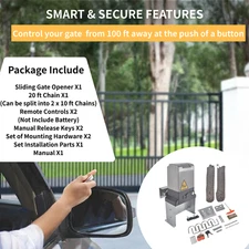 1800lbs 110V Automatic Sliding Gate Opener Operator Kit Electric + 2 Remotes
