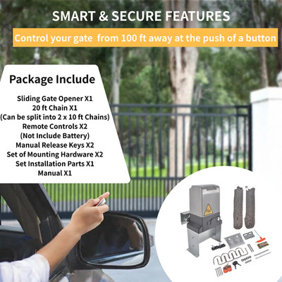 1800lbs 110V Automatic Sliding Gate Opener Operator Kit Electric + 2 Remotes
