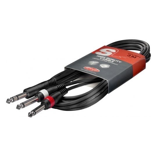 Stagg Stereo 6.3Mm Jack (M) To 2 X Mono 6.3Mm Jack (M) Y-Cable 1M Syc1/Ps2p E - Image 2