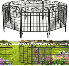 AMAGABELI 4 Panels 44 In H X 12 Ft L Decorative Garden Fence Gate,Dog Fence Ou