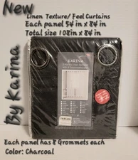 Karina Charcoal Gray New Linen Textured Panels