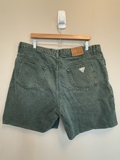 Vintage 90s GUESS Green Denim Jean Shorts Size 40 Read Description