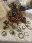 Vintage To Modern (lot Of 20)Costume Rings Statement Fashion Jewelry Mixed Sizes