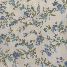 LAURA ASHLEY Full Flat Sheet Dainty Ditsy Floral Prairie Country Cotton Blue