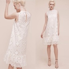 Anthropologie Floreat Women's Ivory Manon Lace Cotton Blend Fit & Flare Dress 2