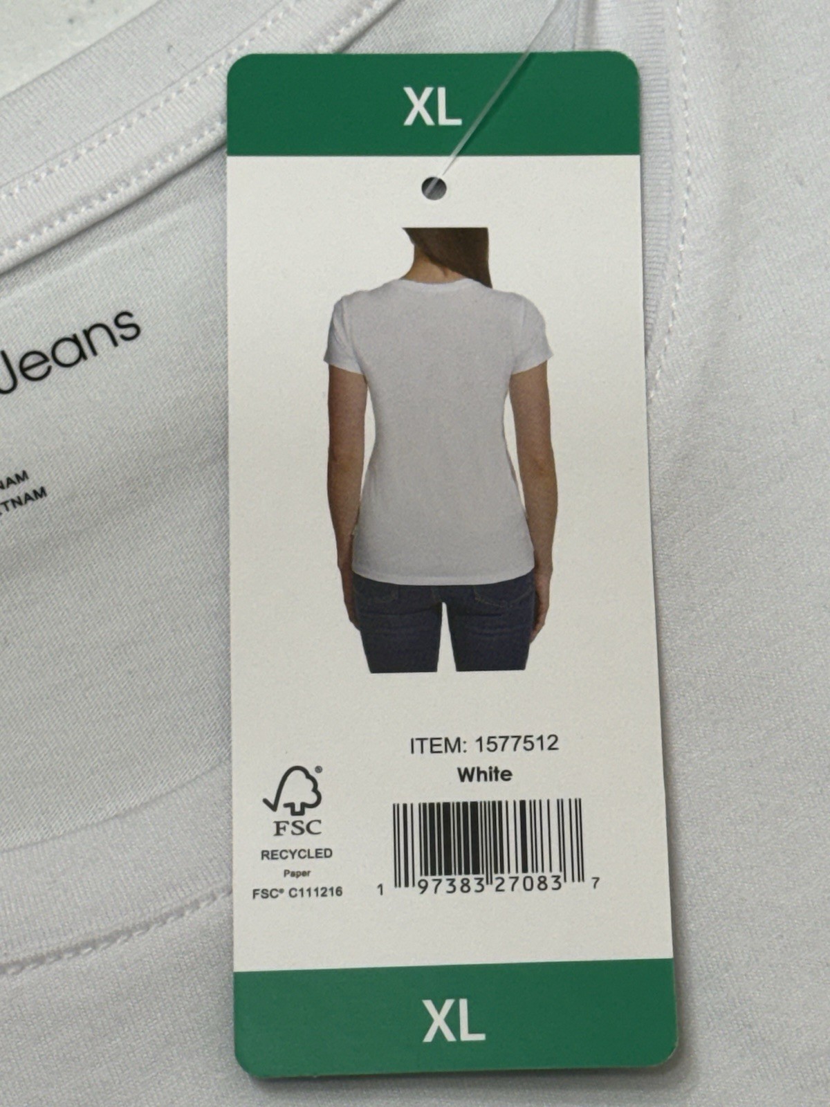 Calvin Klein Jeans Women’s White Casual Short Sleeve Round Neck Slim T-Shirt XL thumbnail 7