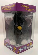Vtg 1998 Furby Black Witch's Cat Blue Eyes Pink Ears 70-800 Gen 1 - READ INFO