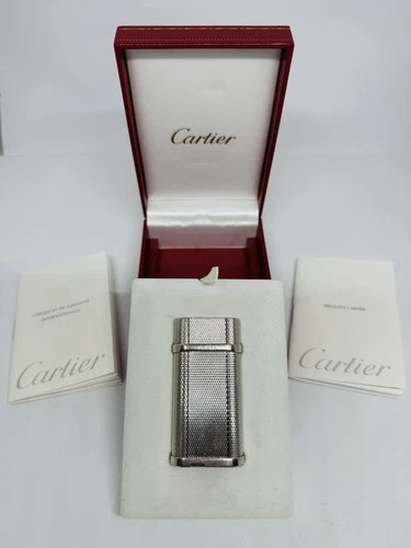 Vintage Silver Cartier Lighter Box And Papers