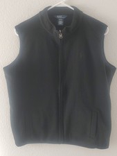 Ralph Lauren Polo Black Fleece Vest XL 18-20 Full Zip Sleeveless