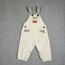 OshKosh B'Gosh Baby Overalls 12 Months Cream Striped Denim One-Piece Jumpsuit