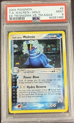 2004 Pokémon EX Team Magma Vs. Team Aqua 6 Team Aqua’s Walrein Holo PSA 9 Mint