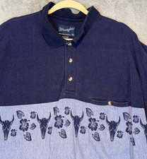 Vintage Wrangler Western Polo Shirt Men's XL Southwestern Skulls 90s Cotton