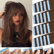 Traceless Tape In Real 100 Remy Human Hair Extensions Skin Weft Honey Brown