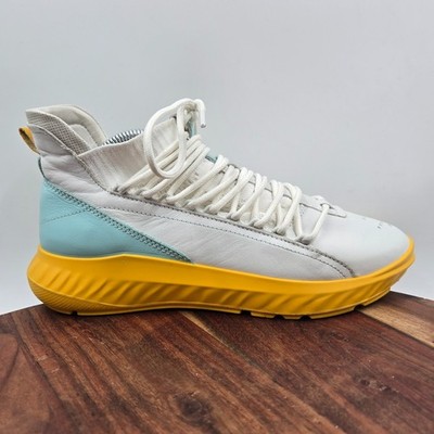 Ecco Biom ST.1 Lite Mid Cut Shoes Womens 39 / 8 White Yellow Yak Leather Sneaker