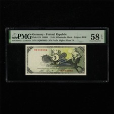 1948 Germany-Federal Republic 5 Deutsche Mark Pick#13i PMG 58 EPQ UNC