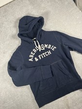Abercrombie and Fitch Hoodie L Muscle Blue Sweater Spellout Embroidered Y2K