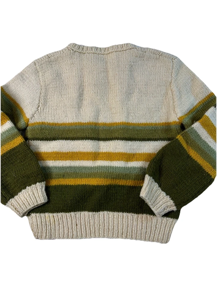 РУЧНОЙ ВЯЗКИ Kids Fair Isle кокетка свитер бежевый и зеленый Nordic смесь 4T 5T мальчика - Изображение 3 из 4