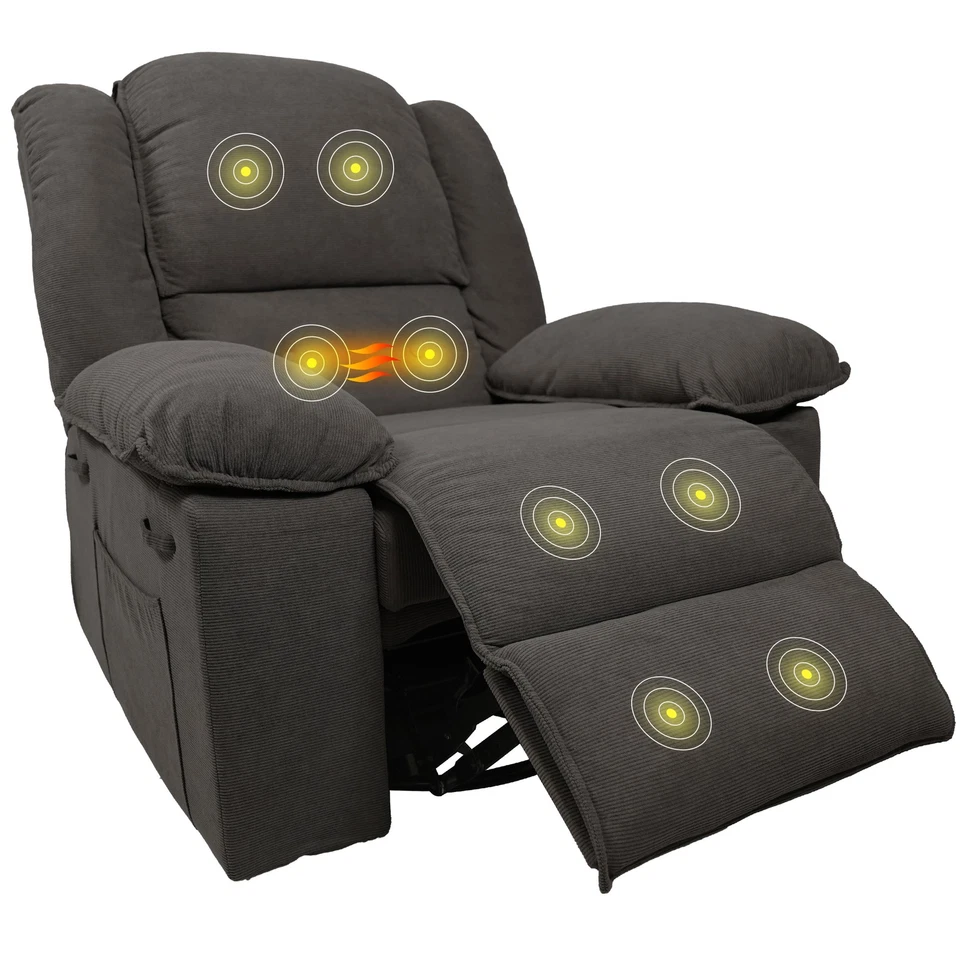 Silla reclinable basculante giratoria de masaje FLEXISPOT, mecedora con calor y USB Foto 2 de 4