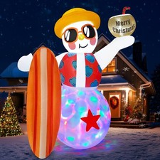 8FT Funny Christmas Inflatables Outdoor Decoration, Hawaiian Inflatable Snowm...