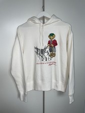 Image of Polo RALPH LAUREN BEAR HOODIE Teddy White/Cream Dog Casual Women’s Size M Medium