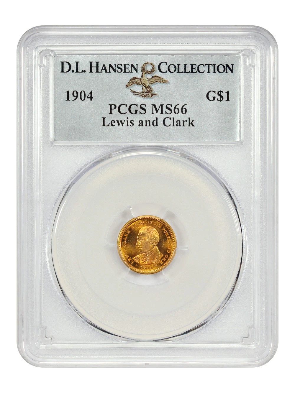 1904 G$1 Lewis and Clark PCGS MS66 ex: D.L. Hansen - Classic Gold Commemorative