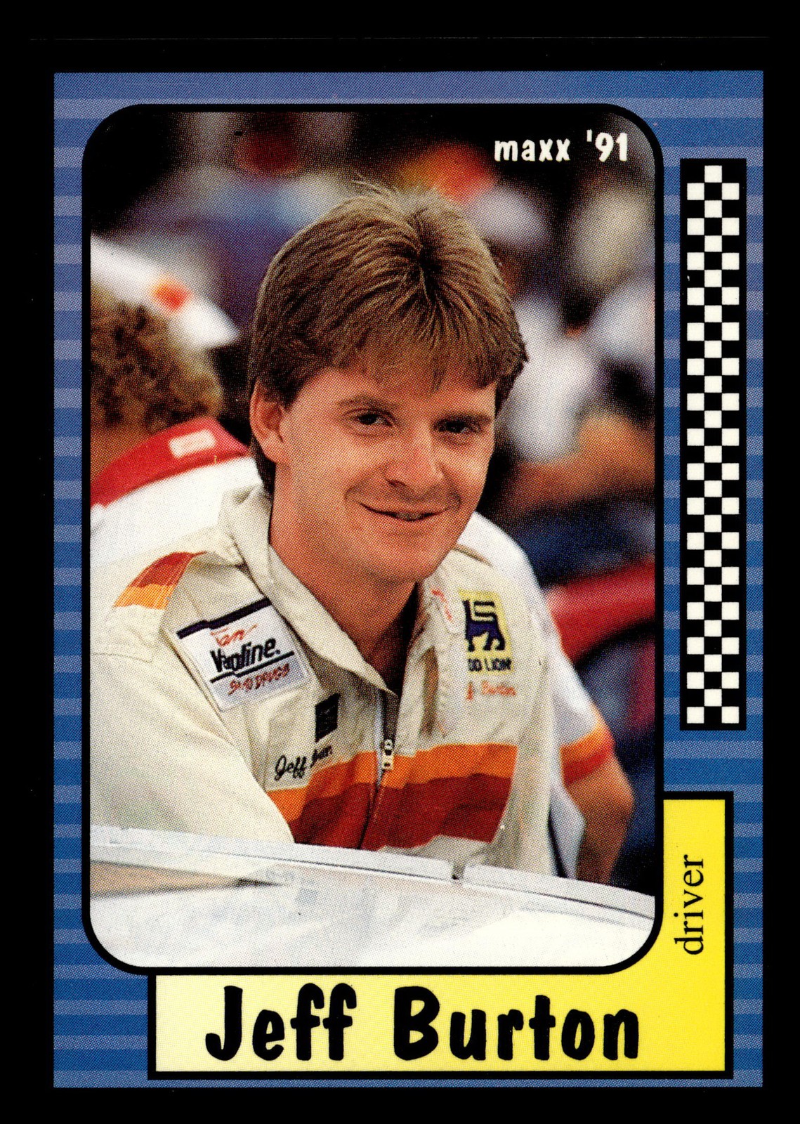 Jeff Burton 1991 Maxx Racing Race Card #201 J&J Racing *124