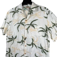 Paradise Found Hawaiian Shirt Mens Medium Palm Tree Beach Vacation Island