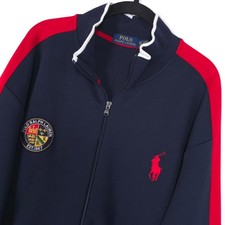 POLO RALPH LAUREN EST 1967 Men?s Jacket XLT Navy Red Double Knit Varsity Sweater