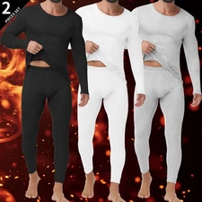 Mens Winter Ultra-Soft Base Layer Thermal Top & Bottom Long Johns Underwear Set