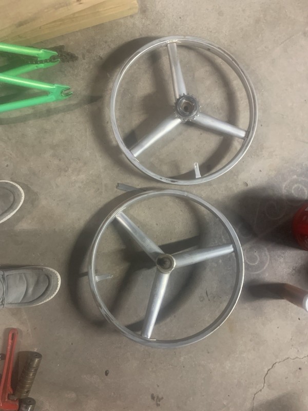 20in Silver 3-Spoke BMX Wheel Set Pair Aluminum (2 Wheels) Used