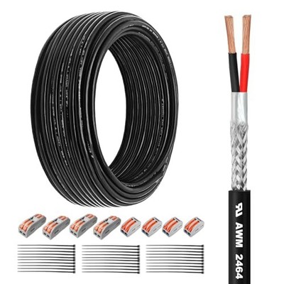 22 Gauge 2 Conductor Shielded Wire Pure Copper Core, UL2464 150 FT 22AWG-2C