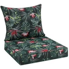  Outdoor Seat Cushion 24 x 24 x 4 in Waterproof 24 x 24 x 4 In Black Floral