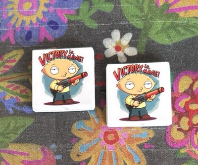 2 Piece STEWIE Family Guy VICTORY IS MINE Focal Beads DIY Jewelry Pens+