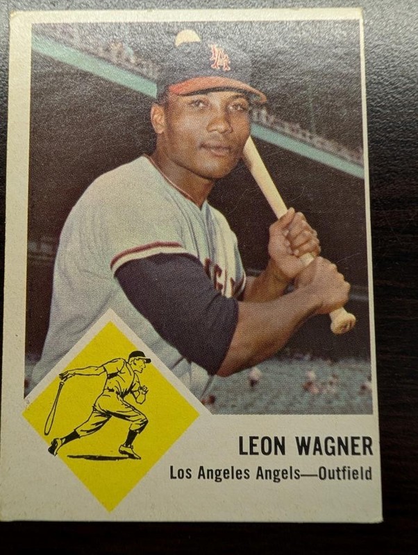 1963 FLEER BASEBALL CARD #21 LEON WAGNER LOS ANGELES ANGELS OUTFIELD NICE SHAPE