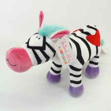Animal Alley Zebra Plush Colorful Pink Nose Red Heart 2008 11 Inch Toys R Us