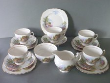 Royal Vale Country Cottage Tea Set - 5 Trio: Cup Saucer, Side Plate. Milk Sugar