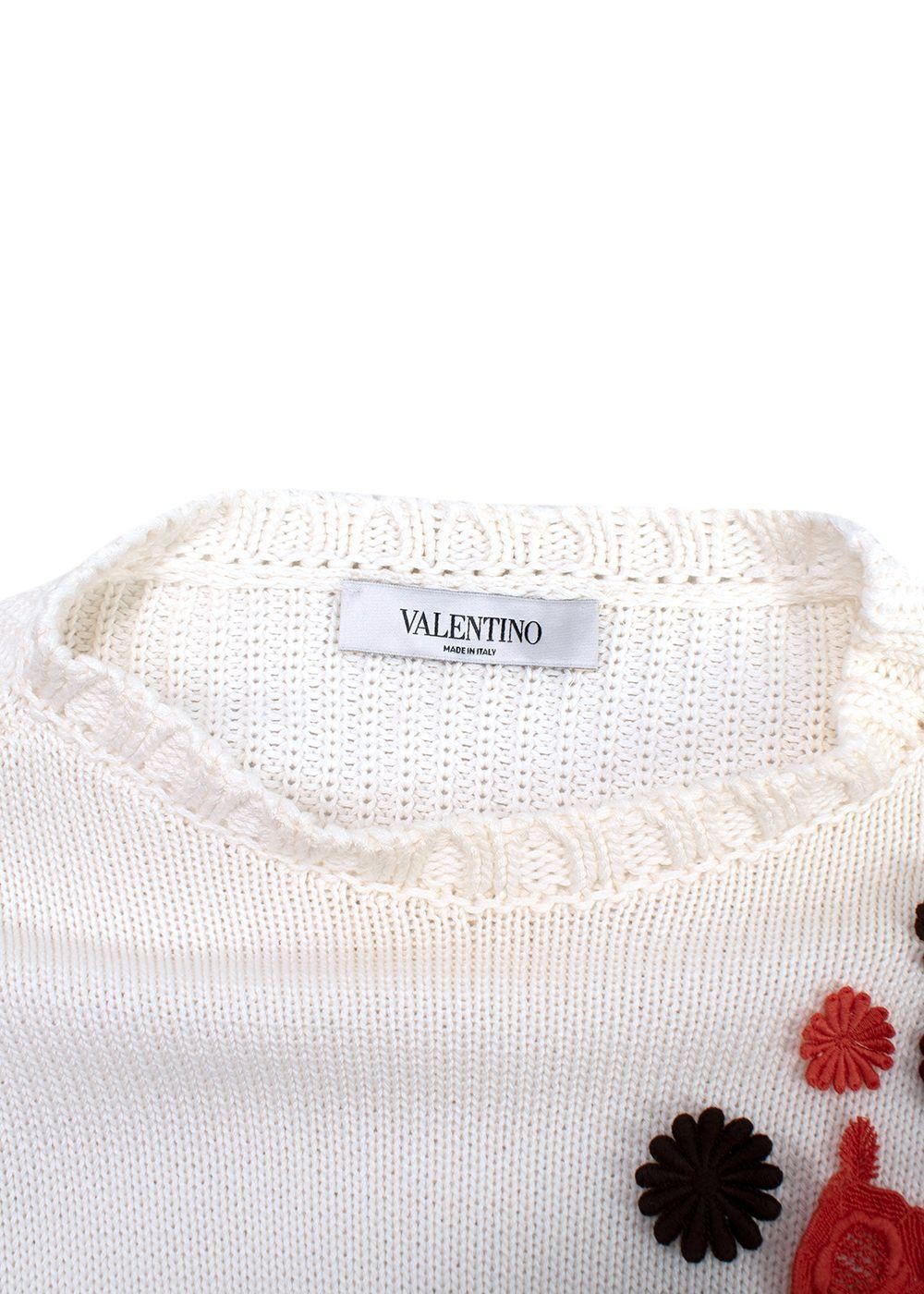 Valentino Ivory Floral Applique Cropped Jumper image 3