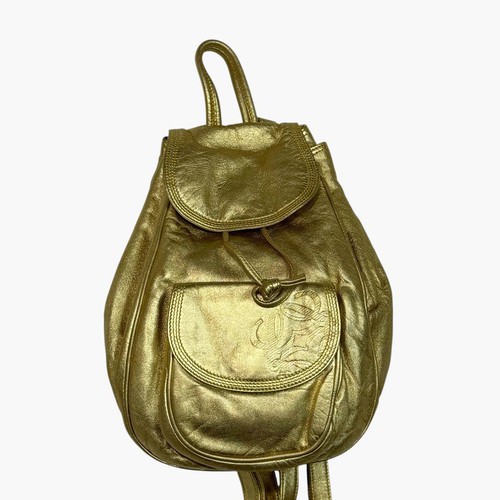LOEWE Anagram Leather Backpack Vintage Gold Nappa Leather Drawstring Bag