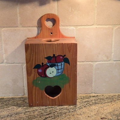 Granny's Hand Painted Bag Box with Apple Motif and Heart Cutouts