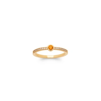 Bague anneau zirconium plaqué or 750/000 18 carats poinçonné - Photo 1/2