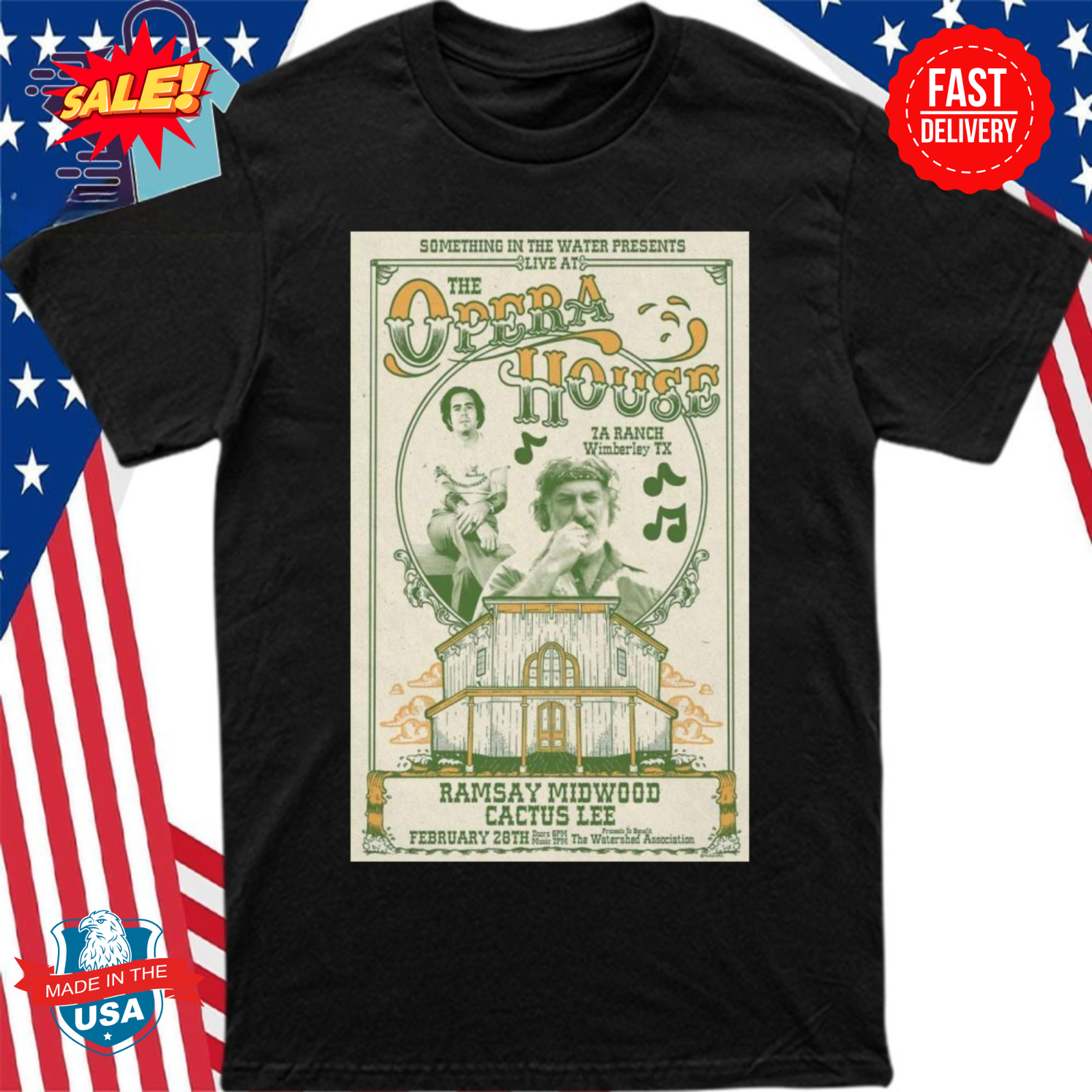 Ramsay Midwood And Cactus Lee Wimberley TX Feb 28 2025 Concert Tee