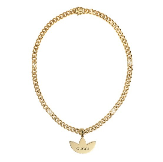 GUCCI Adidas Collaboration Necklace Trefoil Golmette Chain Pendant