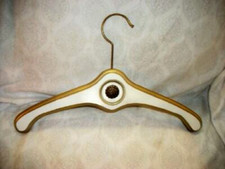 FRENCH PROVENCAL WOOD CLOTHES HANGER WHITE GOLD HOLLYWOOD REGENCY JAPAN 1960s