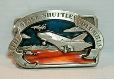 Vintage 1982 The Space Shuttle Columbia Bergamot Brass Works Enamel Belt Buckle