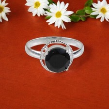 Black Onyx Gemstone 925 Sterling Silver Handmade Jewelry Ring for Birthday Gift
